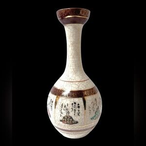 Vintage Japanese Fujita Kutani‎ vase 10” tall